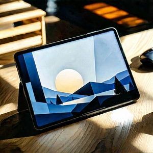 Tablet With Streaming Content With Table Laptop