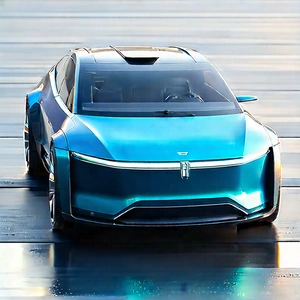 Innovative Electric Vehicle (design:1.16) With Blue Driving