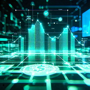 Tech Diagram Style: Financial technology in tech office
