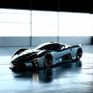 Tech Architectural Photography: Automotive Technology In Modern Laboratory With Sleek, Futuristic-looking