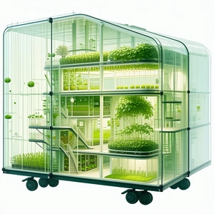 A Large, Multi-story Greenhouse With A Variety Of Plants Growing Inside