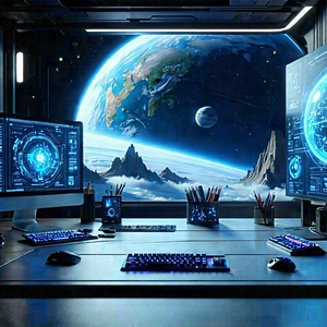(futuristic:1.42) digital workspace