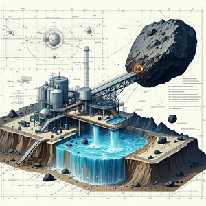 detailed illustration futuristic factory