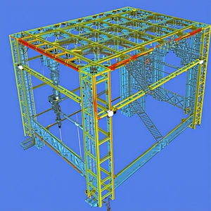 The Image Is A 3d Model Of A Large Building, Possibly A Factory Or A Warehouse