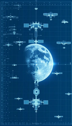 In This Image, There Is A Large Blue Globe With A Moon In The Center