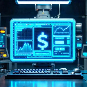 Financial Technology In Manufacturing Facility With Computer Monitor
