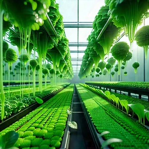 Agricultural Technology In Manufacturing Facility With Large, Well-lit