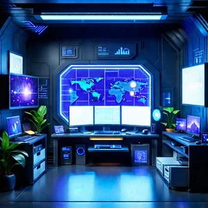 Futuristic Tech Startup Office With Image, There