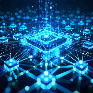 Blockchain Network Visualization With Blue White