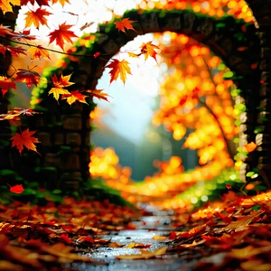 Nature Landscape Photography: Natural Arch In Autumn Colors With Beautiful Autumn