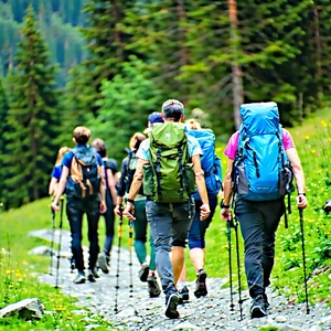 Lifestyle Stock Photography: Hiking group with colleagues