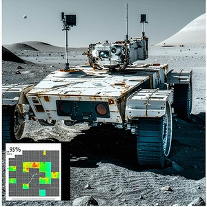 A White Robotic Vehicle, Possibly A Rover, Parked On A Rocky Surface