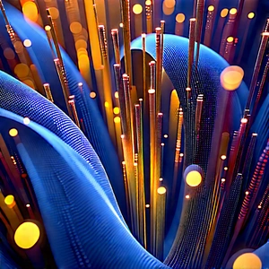 Close-up Of Fiber Optic Cables With Image, There