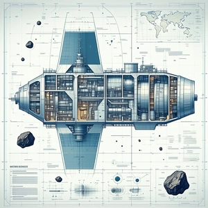 The Image Is A Blueprint Of A Spacecraft, Showcasing Its Various Components