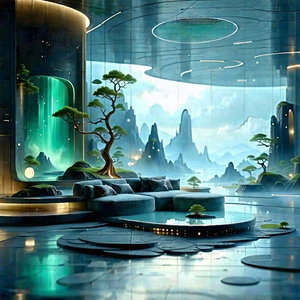 Futuristic Smart Home With Futuristic Scene,