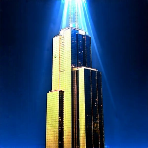 Urban Digital Art: Skyscraper With Dramatic Lighting With Tall Building