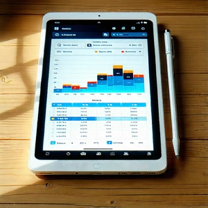 Tech Voxel Art: Tablet With Data Visualization With Tablet Computer