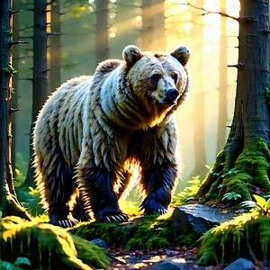 Nature Concept Art: Bear In Natural Habitat With Large Brown