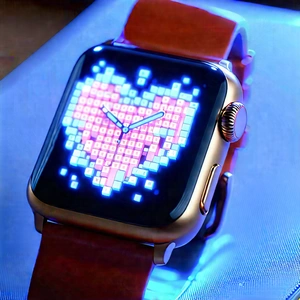 Smart Watch With Glowing Screen With Close-up Watch
