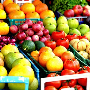 Urban Digital Art: Urban farmers market scene