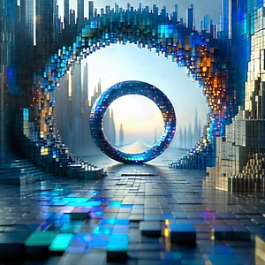 Abstract Matte Painting: Infinity represented through fragmented forms