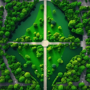 Urban Abstract Design: Aerial view of central park