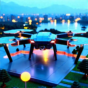 Drone With Glowing Screen With Large Drone
