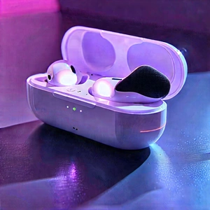 Wireless Earbuds With User Interface With White Case