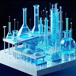 Financial Technology In Modern Laboratory With Blue White