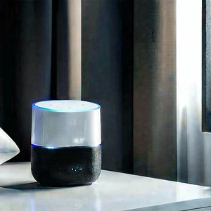 Smart Home Device With Digital Artwork With White Table