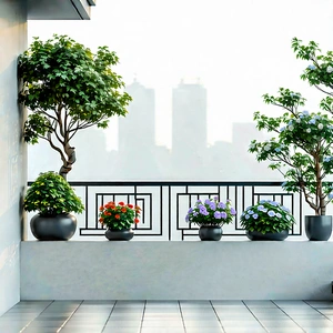 Lifestyle Minimalist Design: Balcony Garden With (minimalist:1.28) Decor With Balcony Variety
