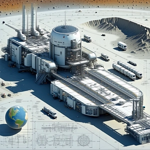 large, futuristic space station depicted