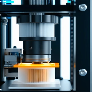 A Machine Is In The Process Of Making A White And Orange Disk
