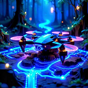 Drone With Glowing Screen With Image, There