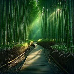 Nature Blender Artwork: Path Through Bamboo Grove With Pathway Surrounded