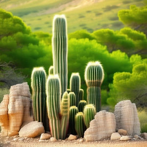 Nature Long Exposure Photography: Cactus In Natural Setting With Image, There