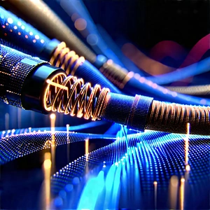 Close-up Of Fiber Optic Cables With Blue Yellow