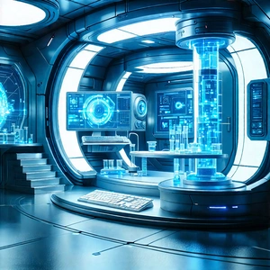 Tech Cinema 4d: (futuristic:1.12) Research Laboratory With Futuristic Setting,