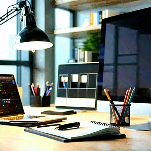 Business Architectural Photography: Workplace with modern office supplies on desk