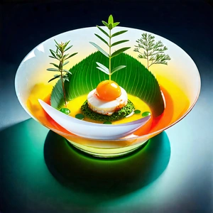 Lifestyle Geometric Design: Plant-based Dish Prepared With Organic Components With Bowl Food