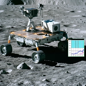 A White Rover Vehicle On A Rocky Surface, Possibly On The Moon
