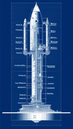 A Blue Diagram Is Displayed, Showing The Layout Of A Space Shuttle