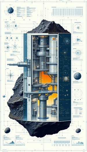 The Image Is A Detailed Drawing Of A Large, Futuristic Building With A Central Tower