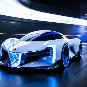 Innovative Electric Vehicle (design:1.32) With White Sports