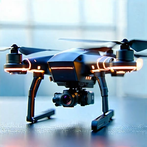 Tech Drone Photography: Drone With Holographic Display With Black Drone