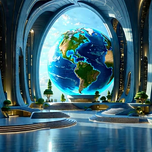 Futuristic Innovation Hub With Image, There