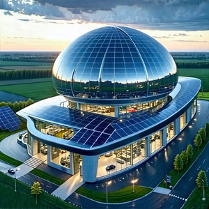Tech Digital Illustration: Innovative Renewable Energy Design With Large, Round