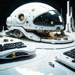 (futuristic:1.38) Digital Workspace With Image, There