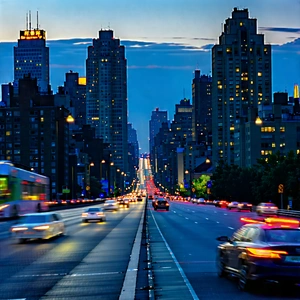 Urban Stock Photography: Cityscape Of Urban Skyline During Rush Hour With Captures Busy