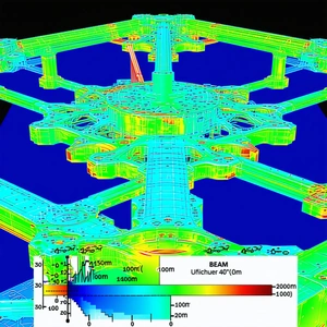 The Image Is A 3d Model Of A Building, Likely A Space Station, With A Blue Background